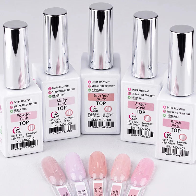 Ensemble 5 Gels de finitions - Translucides Rosées-