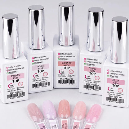 Ensemble 5 Gels de finitions - Translucides Rosées-