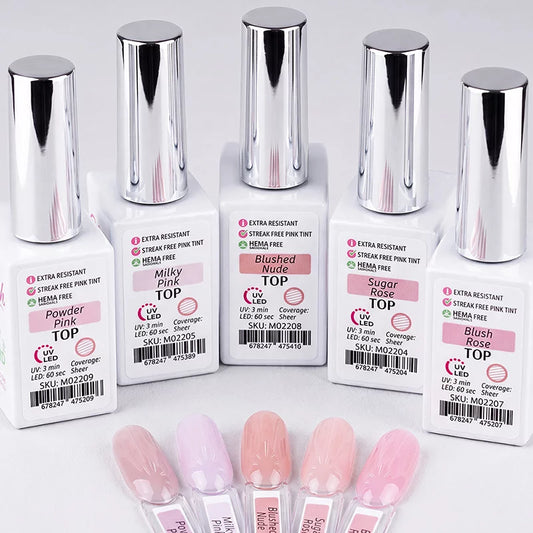 Ensemble 5 Gels de finitions - Translucides Rosées-